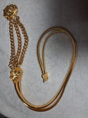 Unisex Elastic Belt W/ Gold Lion And Chains